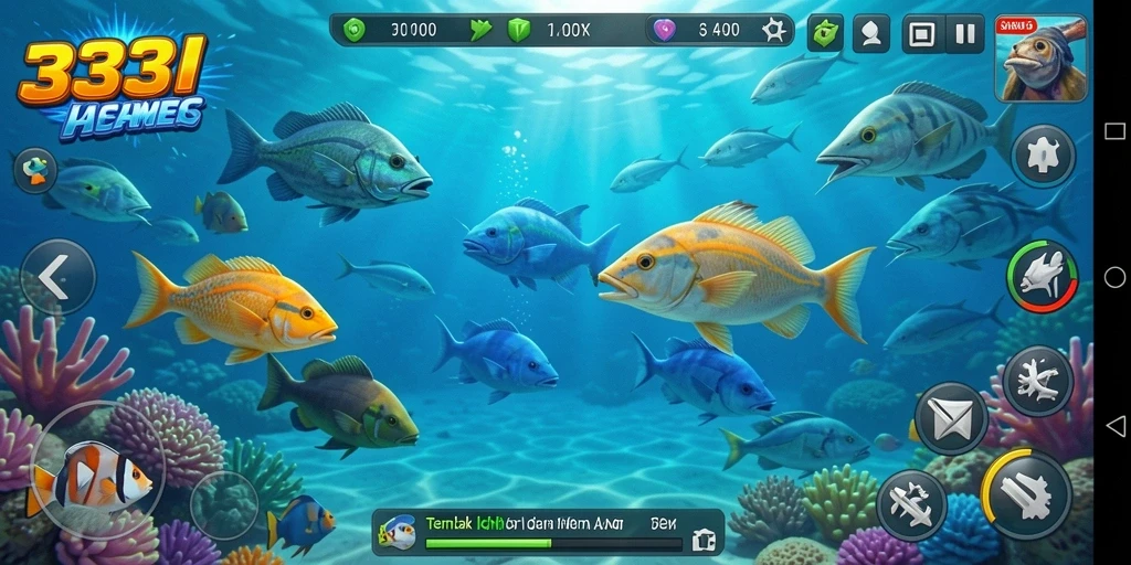 Screenshot intisari gameplay Tembak Ikan yang seru.