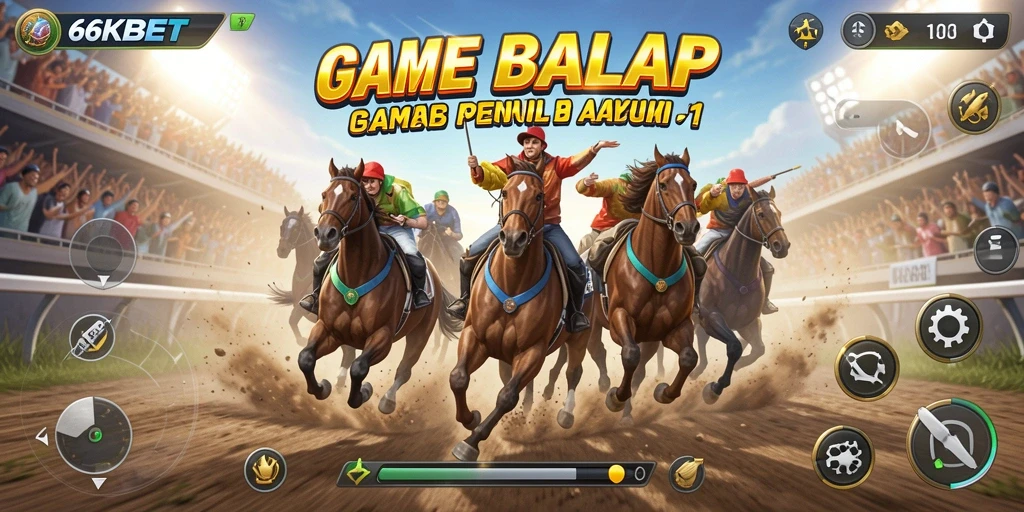 Tampilan gameplay 66KBET yang menampilkan balapan seru dan mendebarkan.