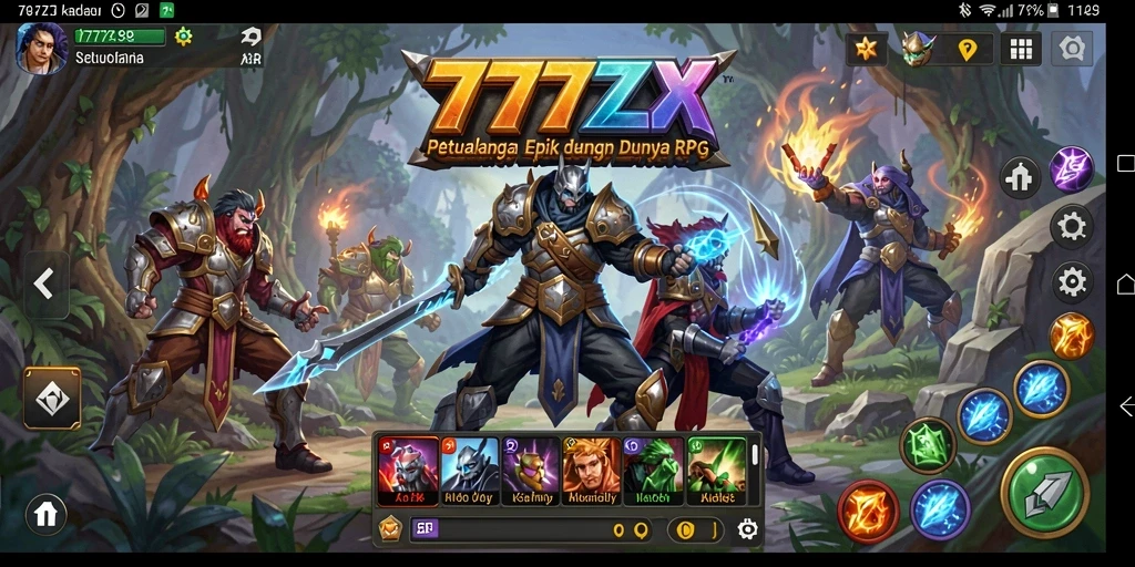 Screenshot gameplay <strong>777ZX</strong> menampilkan pertarungan epik dan karakter yang menawan.