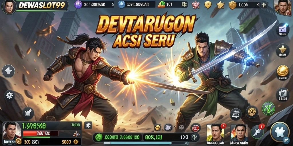 Tampilan aksi gameplay DEWASLOT99 yang mendebarkan dan seru.