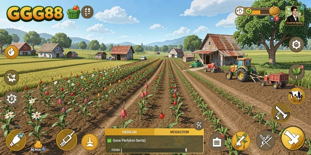 Gameplay seru saat bertani di GGG888 dengan grafis menarik.