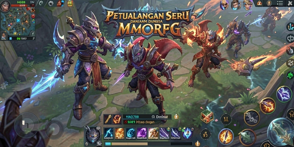 Tangkapan layar utama HAO788 menampilkan aksi pertarungan epik di dunia MMORPG.