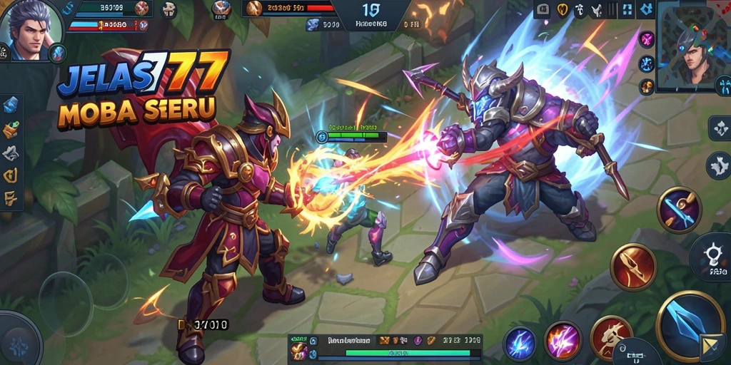 Screenshot gameplay JELAS777 menampilkan pertarungan intens antara tim.