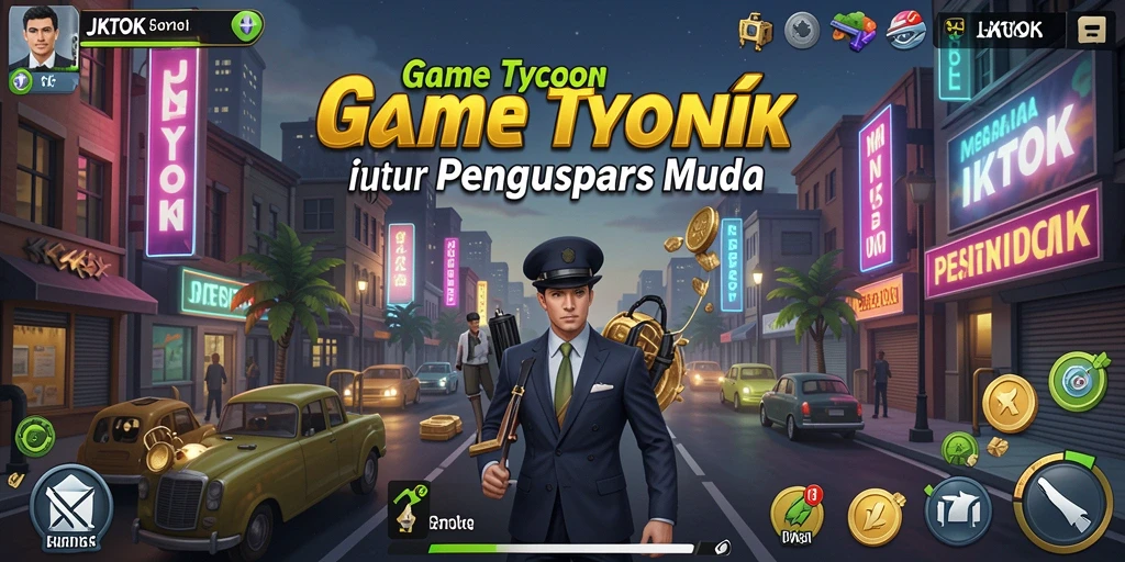 Tampilan gameplay seru di JKTOK dengan pengelolaan bisnis yang menarik.