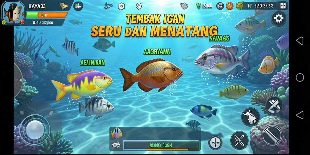 Tampilan gameplay KAYA33 dengan aksi Tembak Ikan yang seru.