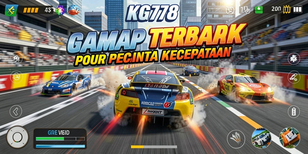 Screenshot gameplay KG778 menunjukkan aksi balap yang intens.