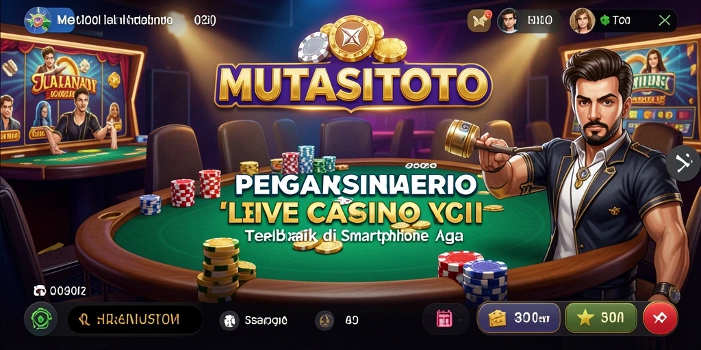 Menampilkan dealer profesional dalam aksi permainan Live Casino.