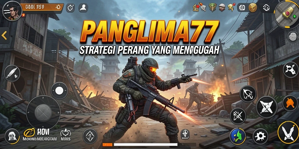 Screenshot gameplay PANGLIMA77 yang menunjukkan strategi pertempuran.