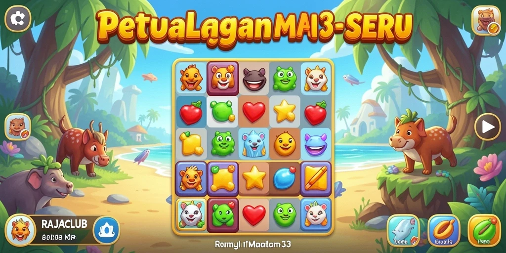 Tangkapan layar gameplay RAJACLUB yang menampilkan aksi seru permainan Match-3.