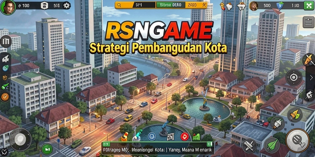 Gameplay RSNGAME menunjukkan strategi pembangunan kota yang mendalam.