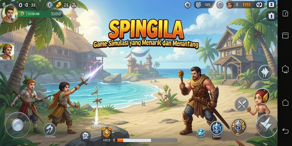Tampilan gameplay menarik dari SPINGILA dengan dunia simulasi yang luas.