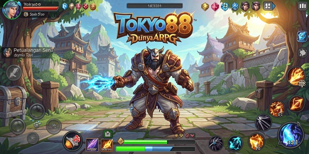 Tangkapan layar utama TOKYO88 menampilkan aksi seru dalam pertarungan ARPG.
