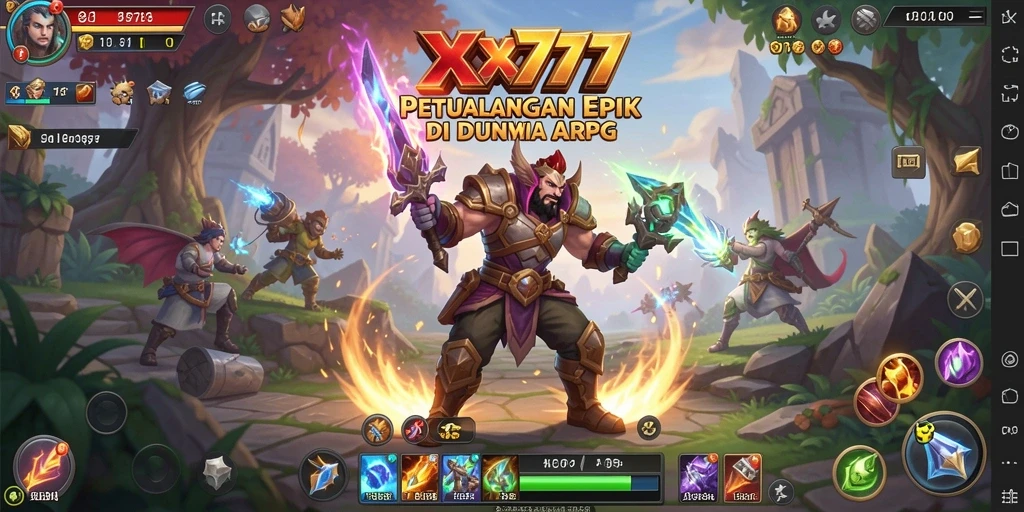 Screenshot utama XXX777 menampilkan pertarungan seru dalam dunia ARPG.