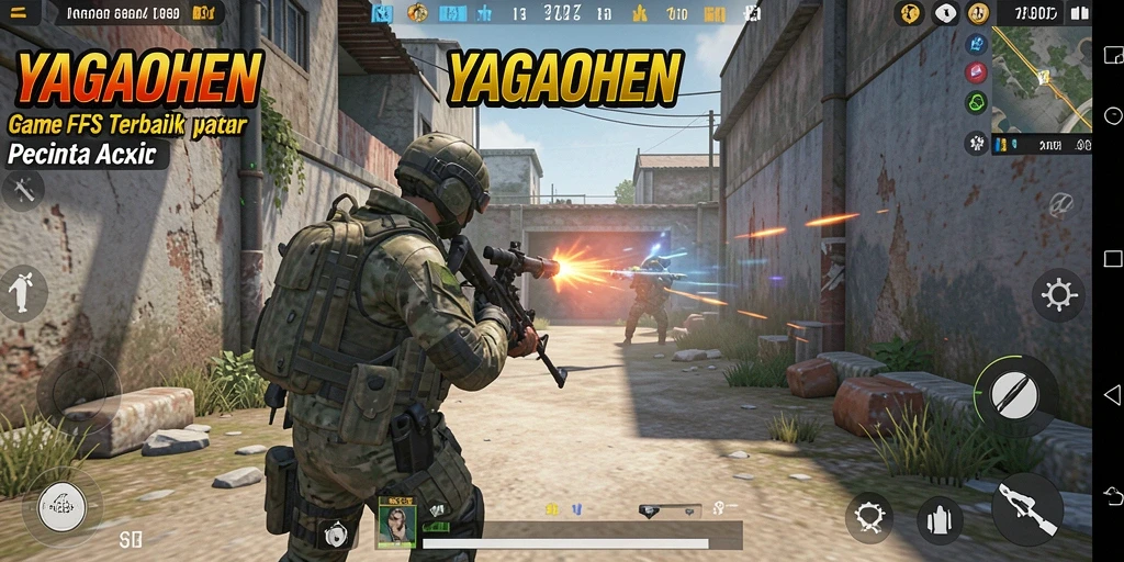 Screenshot menampilkan aksi intens dalam gameplay FPS YAGAOHEN.