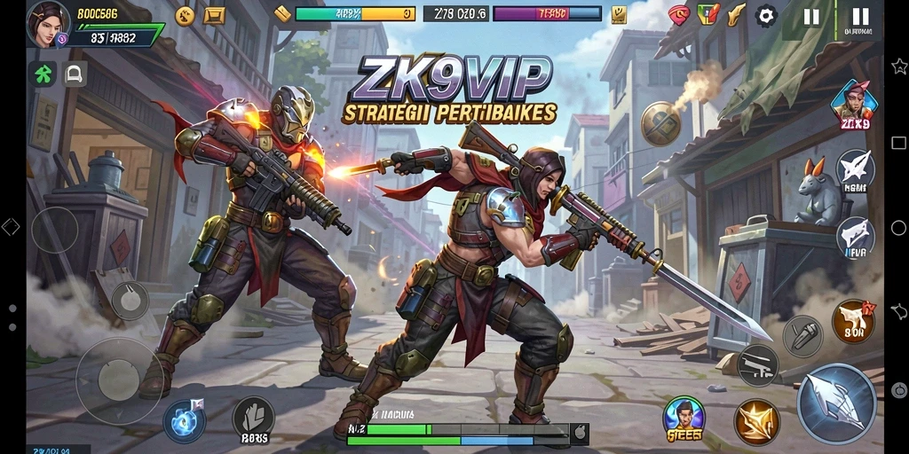 Screenshot menunjukkan gameplay ZK9VIP yang intens dan strategis.